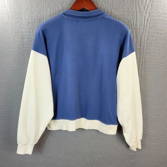 Champion sweatshirt pullover shirt top blue white cotton athletic Womens Large - Picture 2 of 6